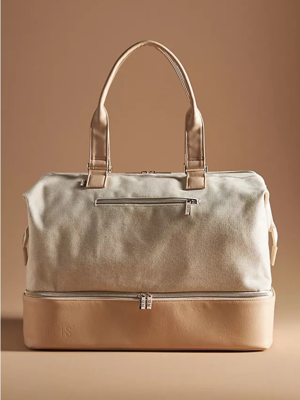 BEIS Two-Tone Canvas & Leather Duffel - Beige/Tan